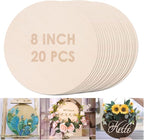 20PCS 8Inch Round Poplar Wood Discs by Unixing