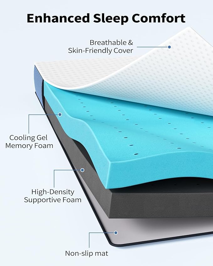PERLECARE 4 Inch Firm Mattress Topper Queen, Cooling Gel-Infused & Bamboo - Image 2