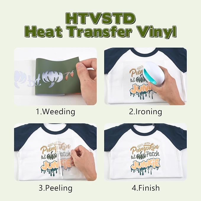 HTVSTD Army Green Boho HTV Heat Transfer Vinyl 8pcs 12×10in Iron on Vinyl | - Image 3