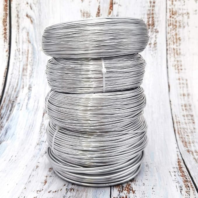 INSPIRELLE 9 Gauge 42 Feet Silver Aluminum Craft Wire Bendable Metal Wire - Image 3