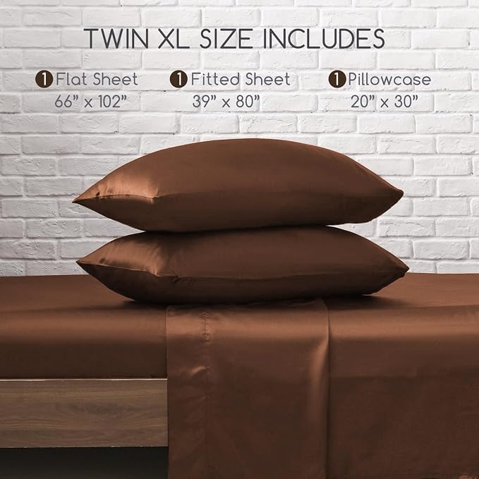 MR&HM Satin Bed Sheets, Twin XL Size Sheets Set - Image 8