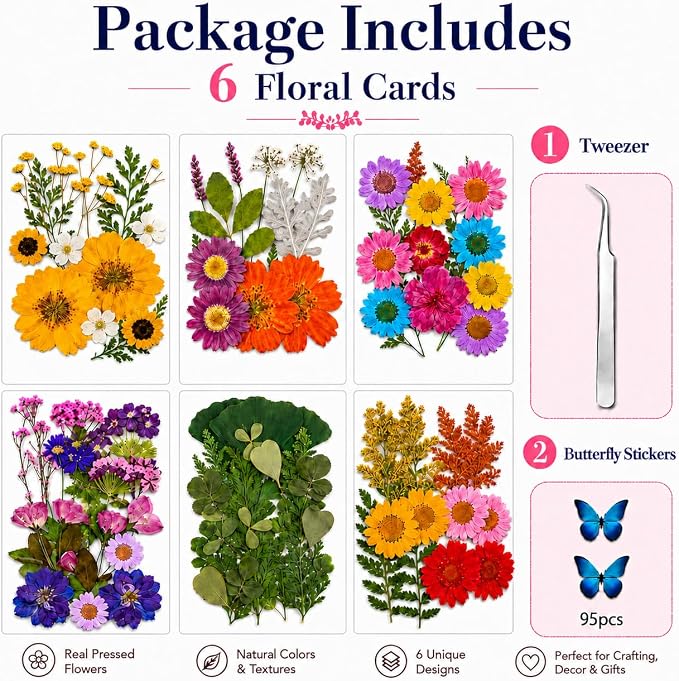181 pcs Dried Flowers for Resin, Natural Flowers and Leaves Kit - Image 4