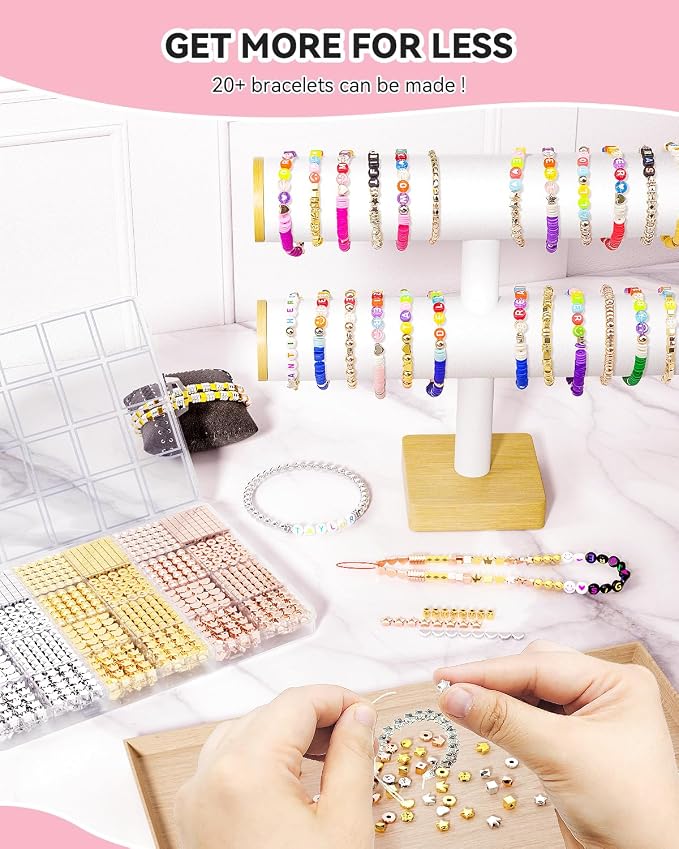 ARTDOT 1740 Pieces Gold Beads for Friendship Bracelets Making Kit, 8 Shapes - Image 6