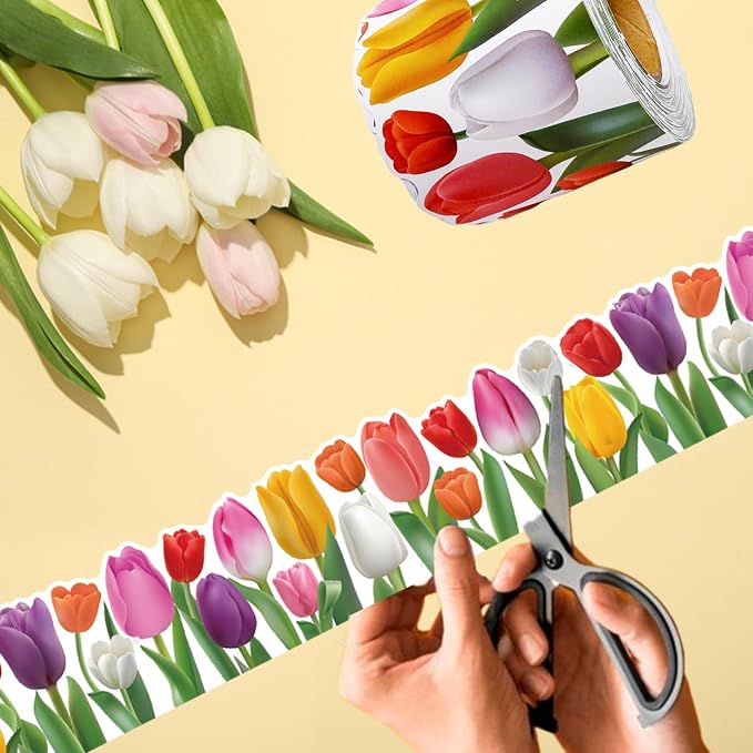 68.9 Feet Floral Bulletin Borders Decorations, Tuilp Border Bulletin Board - Image 3