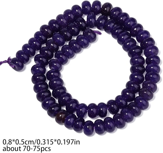 Songxi 5x8mm Natural Deep Purple Chalcedony Stone Rondelle Beads, Gemstone - Image 2