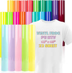 VINYL FROG Heat Transfer Vinyl Bundle 22 Pack Multicolored HTV Vinyl Sheets by VINYLFROG
