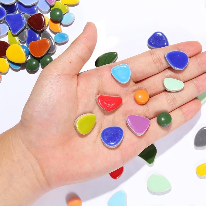 1.1 LB Ceramic Mosaic Tiles for Stepping Stones, DIY Stepping Stone Kit - Image 2