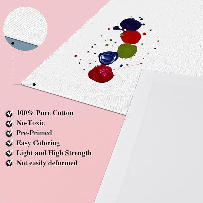 ESRICH 8x10 Canvas for Painting, 80 Pack Blank Painting Canvas, Primed Cotton - Image 3