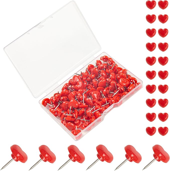 ELANE 100 Pcs Heart Thumb Tacks by ELANE