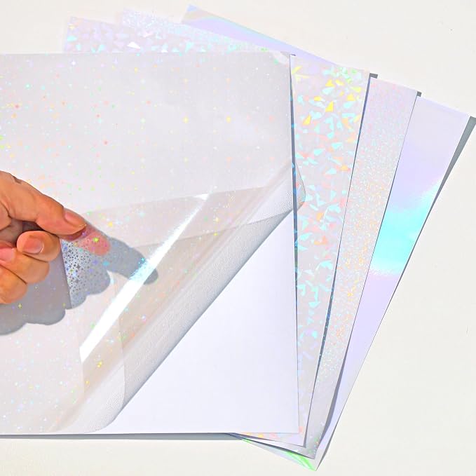 36 Sheets Holographic Laminate Sheets Clear Self Adhesive Sticker Paper | - Image 7