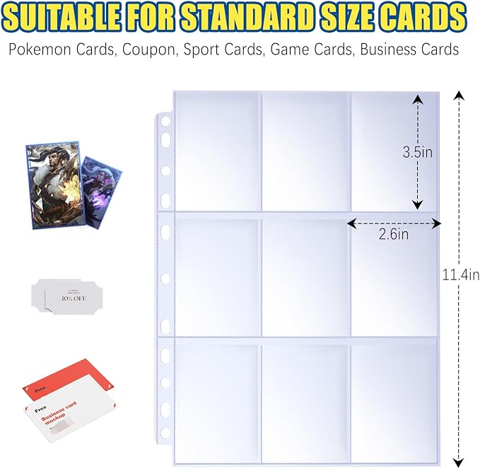ABLY 2160 Pockets Trading Card Pages Sleeves 9-Pocket Clear Plastic Game Card - Image 2