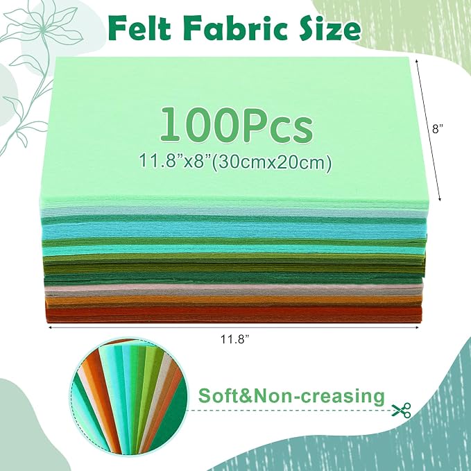 Tegeme 100 Pcs 8 x 12 Inches Felt Fabric Sheet - Image 3