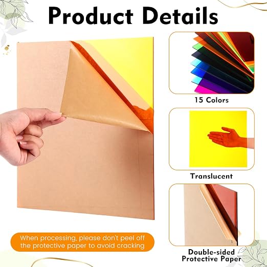 Geetery 15 Pcs Colored Acrylic Sheets, Plastic Boards - Image 3