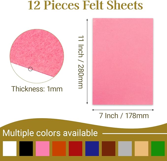 12 Pcs Felt Sheets, 7x11 Inch Stiff Felt - Image 2