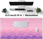 Kawaii Mouse Pad Desk Gaming Accessories Cute Clouds XXL Mouse Pad Pink Anime - Image 2