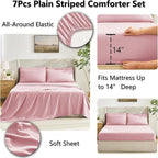 CozyLux King Size Comforter Set Pink, 7 Pieces Bed in a Bag, All Season Bedding - Image 5
