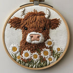 DIY Punch Needle Kits Highland Cow and Daisy Flowers by Unknown