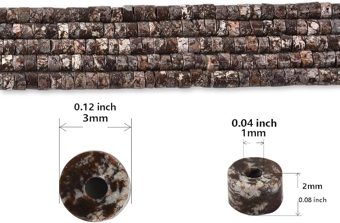 155pcs 3x2mm Natural Brown Snowflake Obsidian Heishi Disc Rondelle Spacer Stone - Image 3