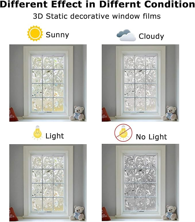 LEMON CLOUD Window Film, Decorative Window Privacy Film, 3D Stained Glass - Image 5