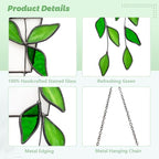 Handcrafted Real Stained Glass Window Hanging Green Plant Window Suncatcher | - Image 3