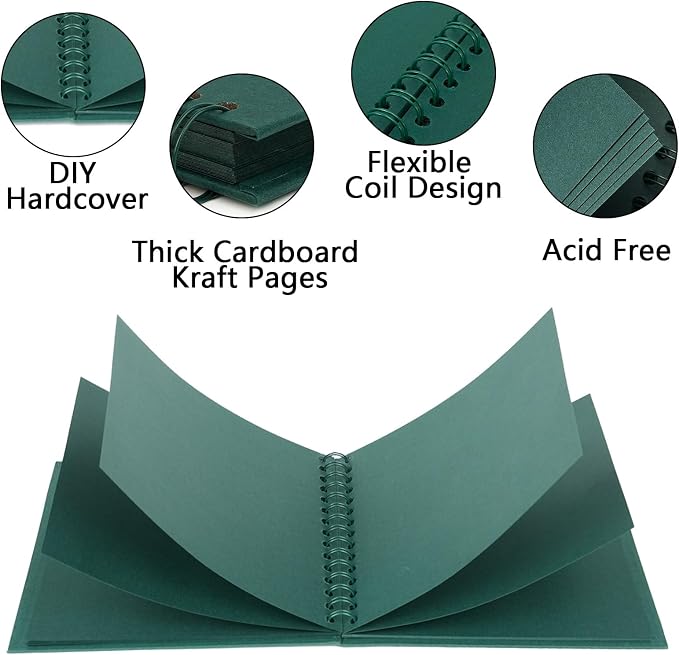 10x10 Inch DIY Scrapbook Photo Album, Hardcover Kraft Paper Acid-Free, 20 Sheets - Image 5