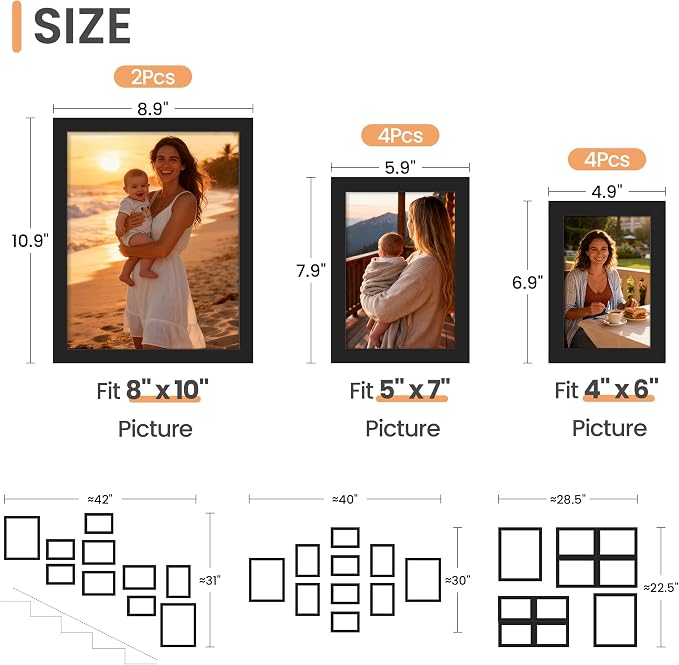 upsimples 10 Pack Picture Frames Collage Wall Decor - Image 2
