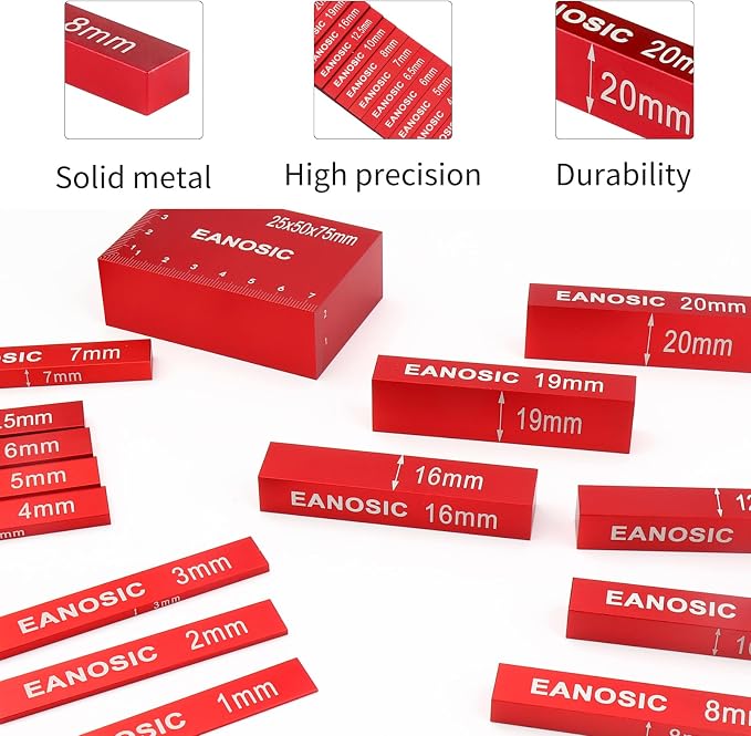 EANOSIC Metric Setup Blocks Height Gauge Set, Bars Include Laser Engraved Size - Image 2