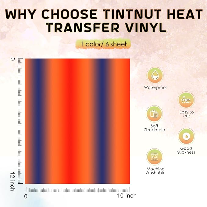 Tintnut Red Blue Gradient Heat Transfer Vinyl, easy cut & weed, stretch washable - Image 2