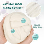 uxcell Needle Felting Wool, 8.5 Oz Nature Fibre Wool Yarn Roving - Image 2