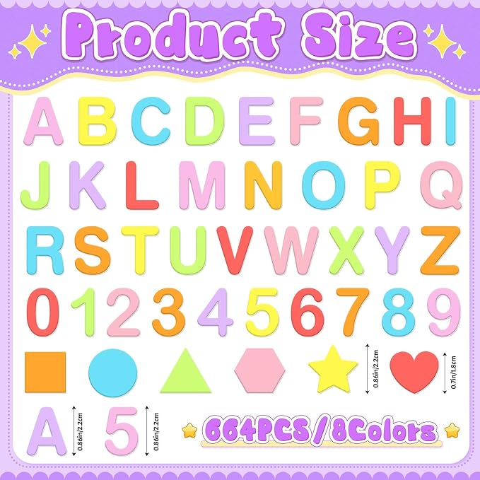 664 PCS Foam Letter Stickers, Foam Alphabet Number Shape Stickers, Self - Image 2