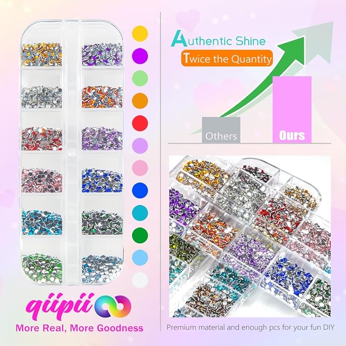 qiipii 24 Color 2mm Small Crystal Resin Rhinestones - Image 3