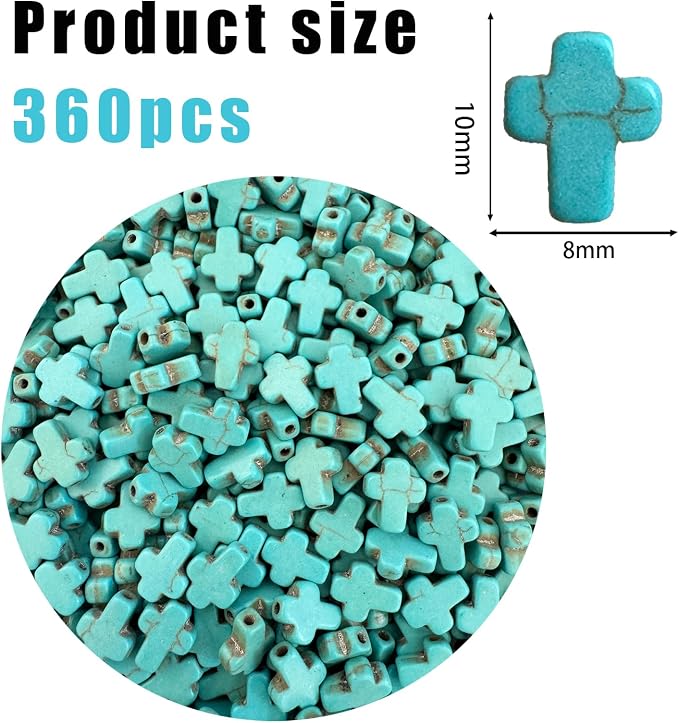 Turquoise Cross Beads for Bracelet Making - Image 2