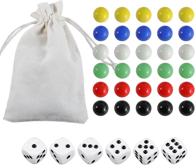 30 PCS Glass Marbles 6 Colors for Wahoo Marble Games 6 Dices 0.63in | Set of 30 by COMSREV