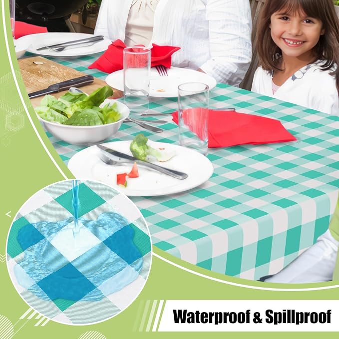 Smiry Rectangle Table Cloth, Waterproof Vinyl Tablecloth - Image 2