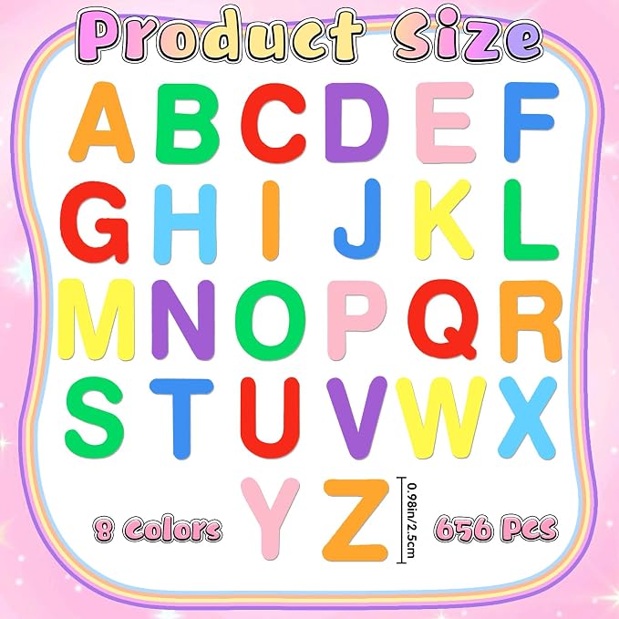 656 Pcs Foam Letter Stickers, Self-Adhesive EVA Alphabet Stickers Small 1 Inch - Image 2