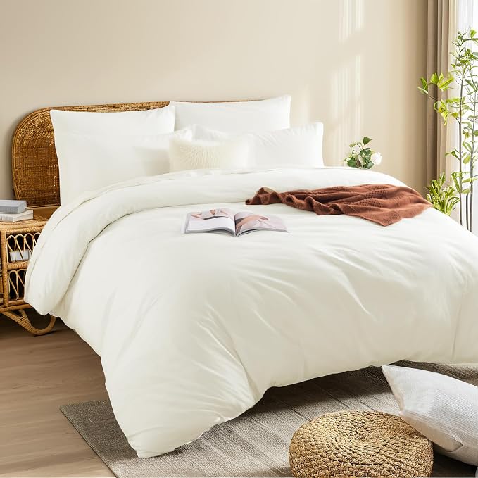 NEXHOME PRO King Duvet Cover Set, 100% Washed Cotton - Image 3