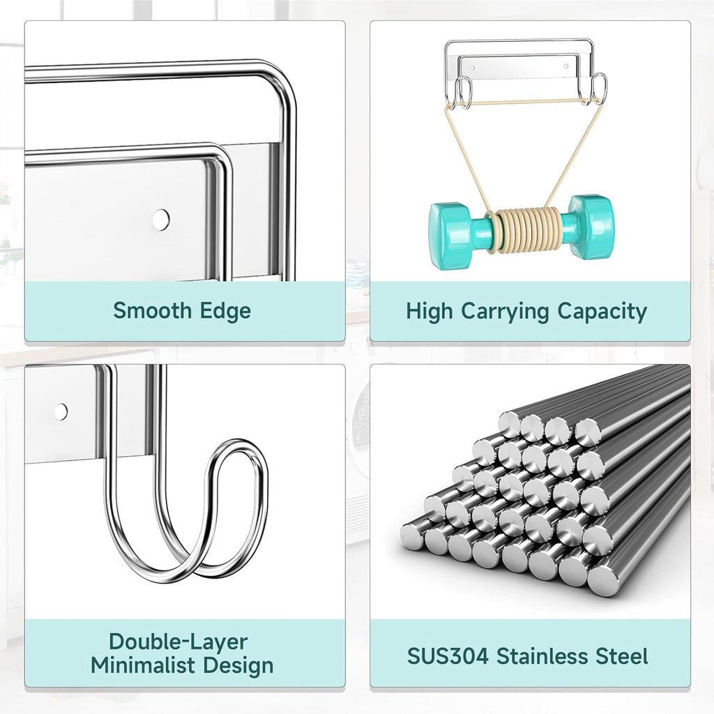 Ironing Board Hanger Wall Mount, Ironing Board Holder for T or Y Leg, Stainless Steel Iron Board Hanger, Laundry Room Wall Hook for Iron Board Holder