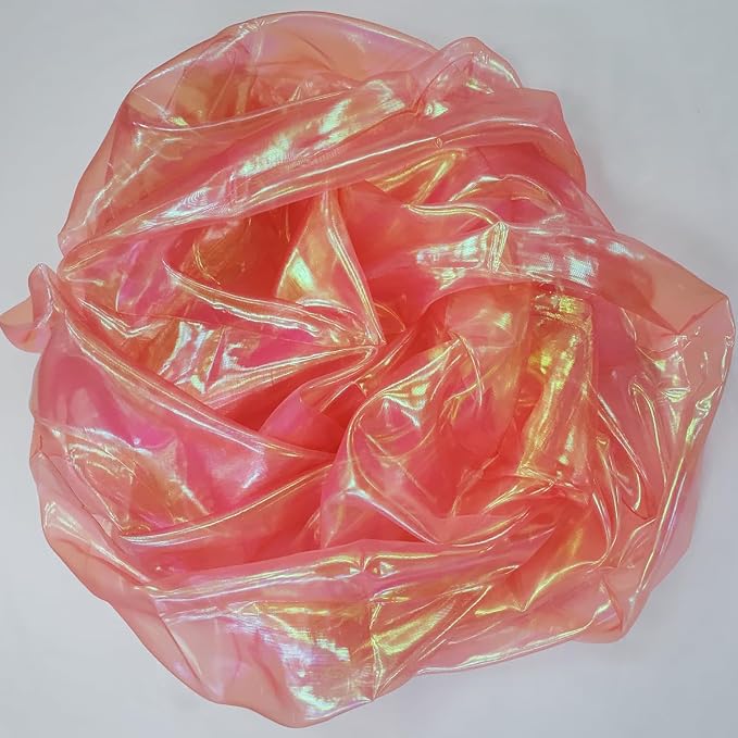 Orange Red Iridescent Organza Fabric - Image 7