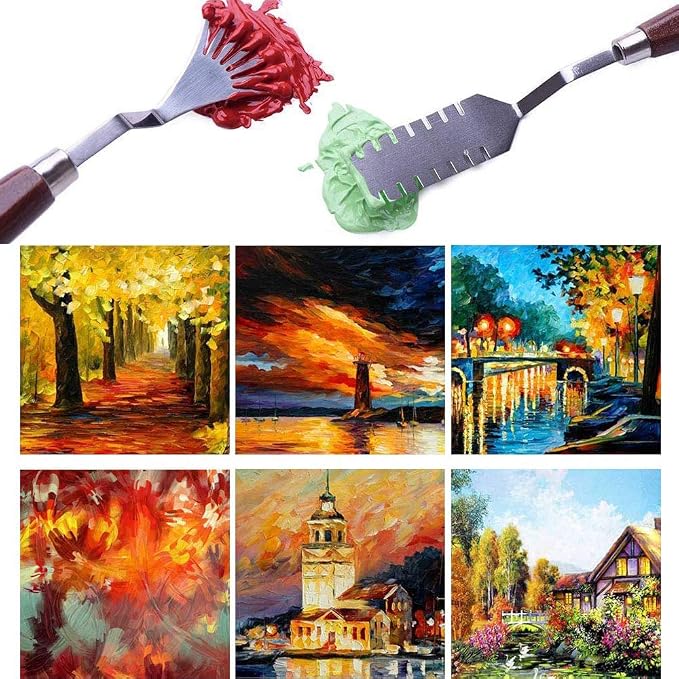 NWFashion Wood Handle Palette Knives 9 Piece Create Texture Spatulas - Image 8