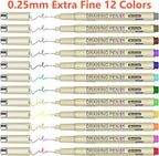Muchcute Micro Fineliner Drawing Art Pens: 20 Set Extra Fine Line Waterproof - Image 2