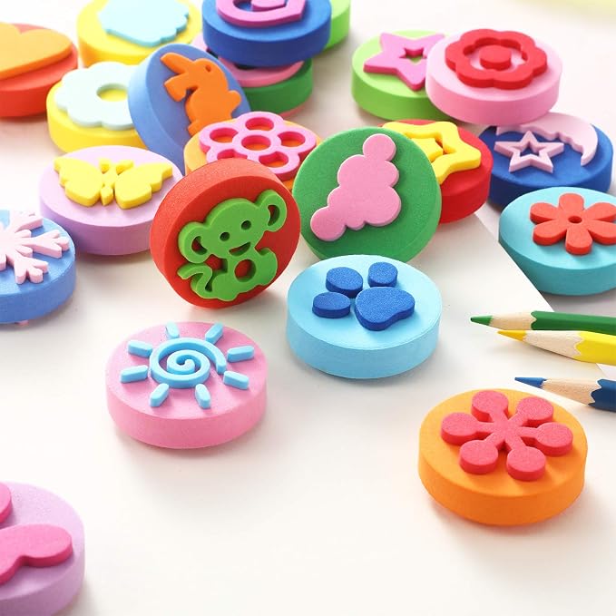 Outus 24 Pcs EVA Stamps for Kids Painting Sponges Stamps Sponges for Painting - Image 3