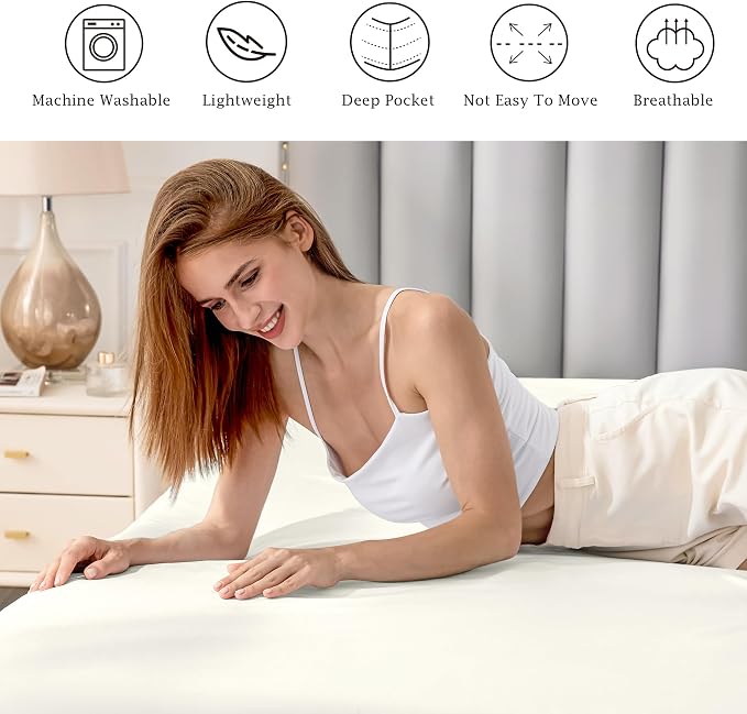 FreshCulture Pure Cotton Fitted Sheets Twin Size, 300 Thread Count Percale - Image 4
