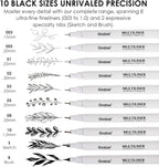 Grabie Micro Fineliner Pens, 10 Black Fine Line Waterproof Drawing Pens - Image 2