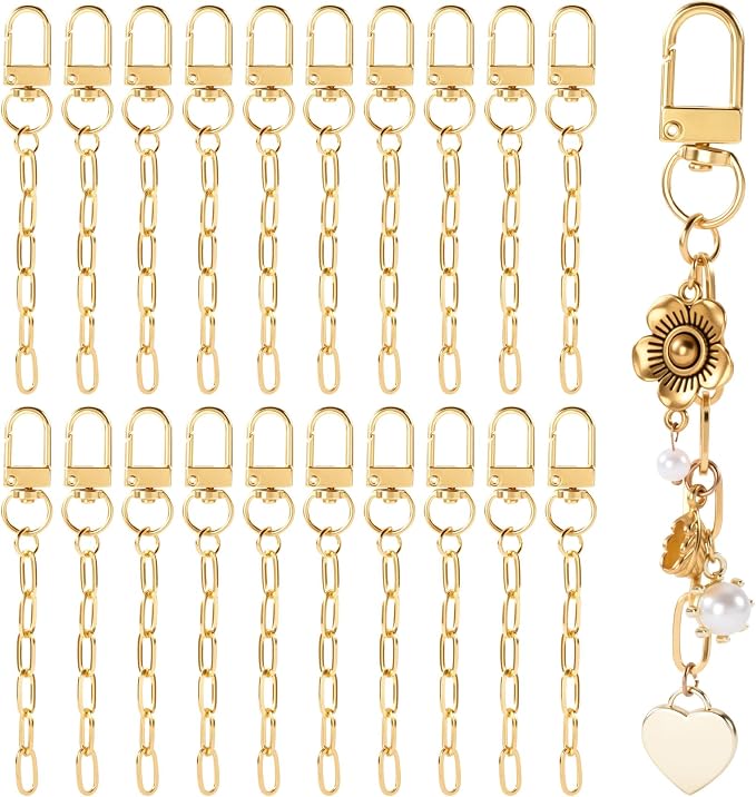 20pcs Gold Keychain Making Kit, Key Ring Swivel Snap Hook Chains, Extender by Unknown