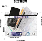 Wolf Watercolor Pencil Pouch for 3 Ring Binder, 2 Pack Waterproof Pencil Bags - Image 3