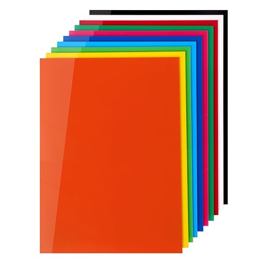 KAITELA Pack of 10 Colored Cast Acrylic Sheet 8" x 12" x 1/8" Thick | by KAITELA