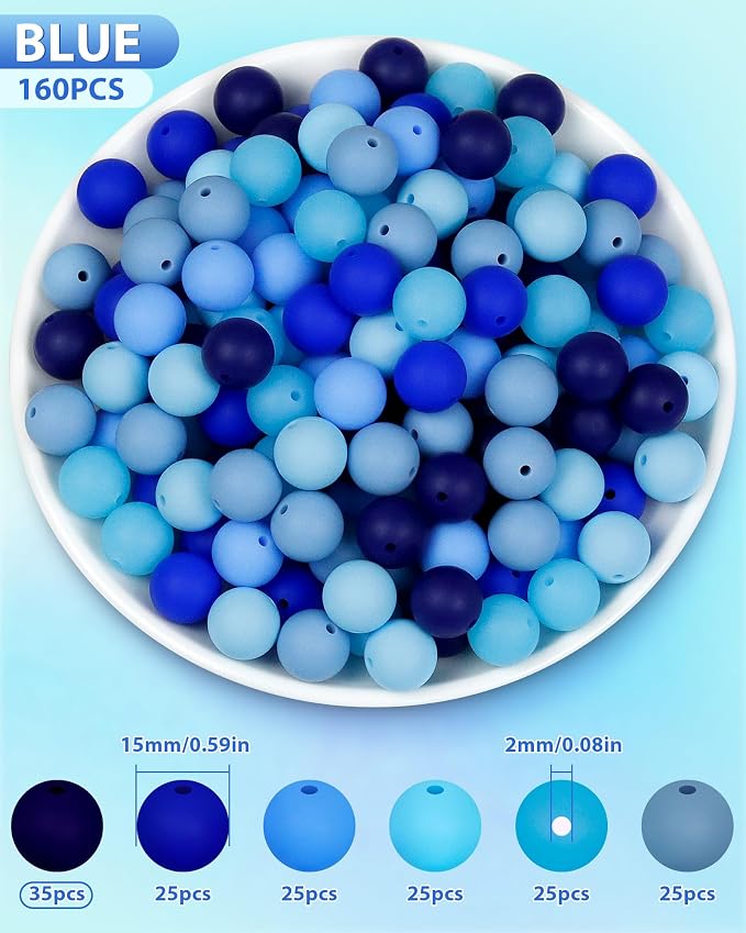 FIVEIZERO 160PCS 15mm Round Silicone Beads, Wear-resistant, Easy-clean - Image 2