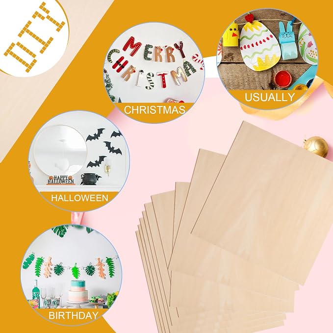 30 Pack Basswood Sheets 12x12x1/12 Inch, Plywood Sheet Unfinished Wood Boards - Image 7