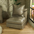 iLAND Dollhouse Furniture Sectional Dollhouse Couch Set Grey Faux Leather Sofa - Image 8