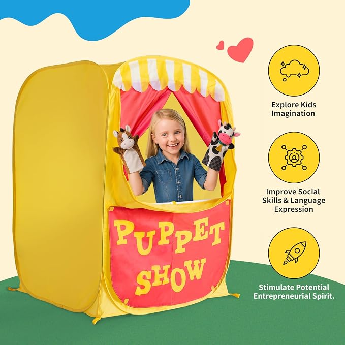 Alvantor® Pop Up Puppet Show Theater & Lemonade Stand, Pretend Playhouse Kids - Image 7
